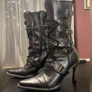 New Rock Spiderweb print ankle boots